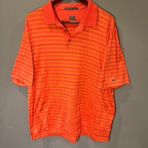 NIKE Tiger Woods Orange Striped‎ Men's Polo Shirt, Men’s Size XL, EUC